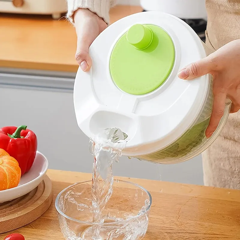 Salad Spinner Dryer Gulay Prutas Pagkain Drain Basket Dehydrator Mabilis na Paghuhugas ng Pagpapatuyo Manual Centrifuge Kusina Kagamitan sa Bahay — image 3