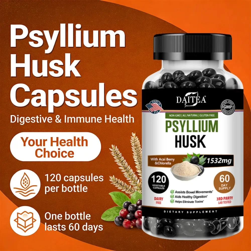 Psyllium Husk - Contains Natural Psyllium Husks To Benefit Intestinal and Digestive Health and Enhance Immunity