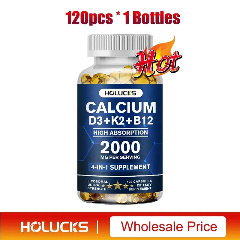 Calcium Supplements with Vitamin D3 K2 Support Bone Muscle TeethHealth Replenish Joints Calcium Absorption