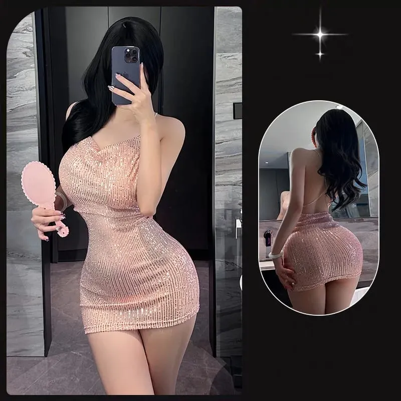 Klänning Tight hängslen höftkramar kort kjol paljetter damkläder Festklänningar kvinna sexig tjej latex damkläder xxx