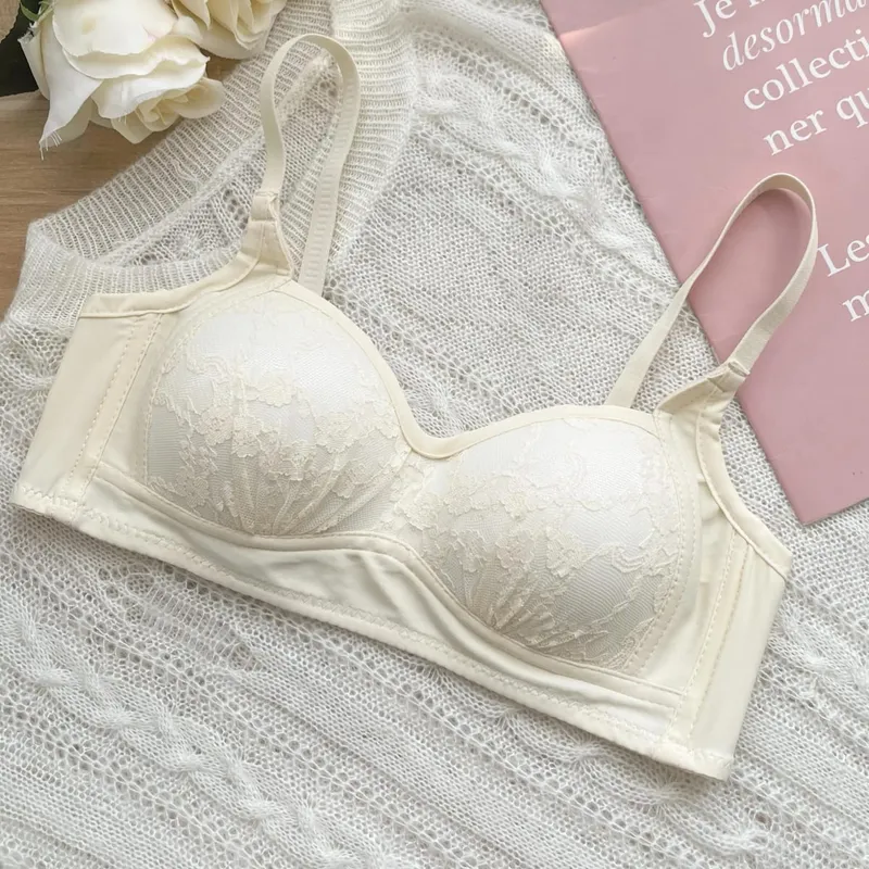 Sexy Push Up Lace Bralette Small Bust Wirefree Comfort Summer Ultra Thin Adjustable Straps Anti-Sagging Lingerie Set S-XL​​ Bra