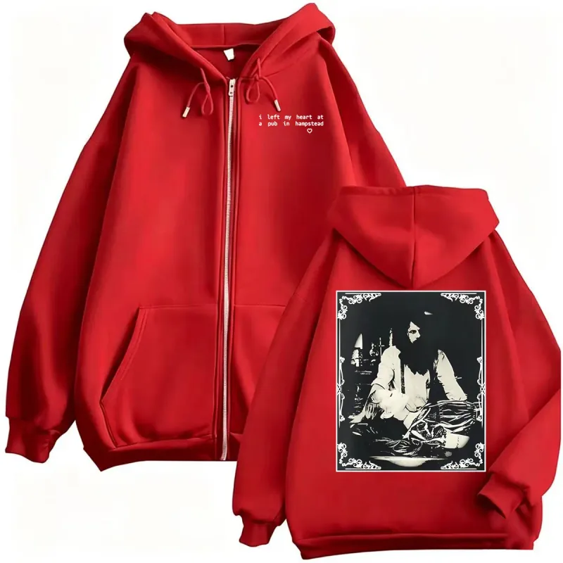 Ariana Grande I Left My Heart At A Pub in Hampstead Sweatshirt Jacket Coats Men Women Harajuku Gothic High Street Zipper Hoodies