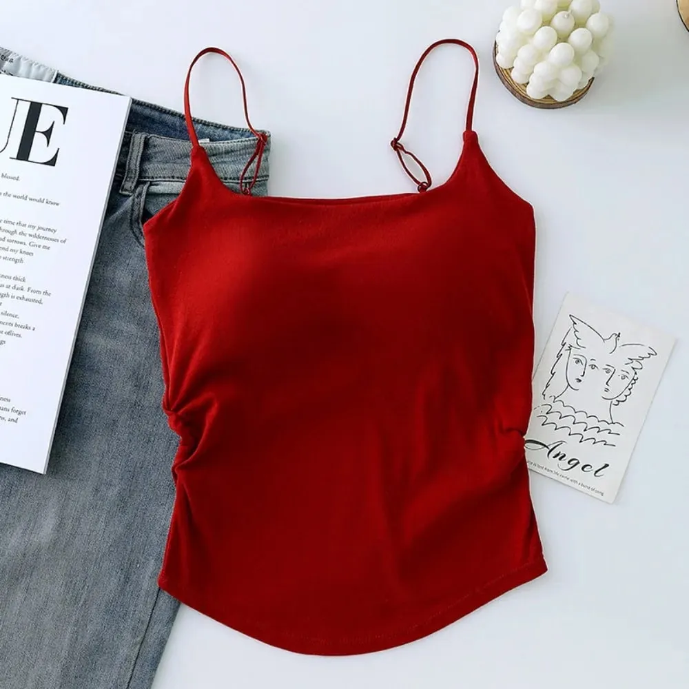 Simple Sleeveless Suspender Vest Slim Underwear Fitted Tops With Padded Cups Camisole Sports Activities — image 13
