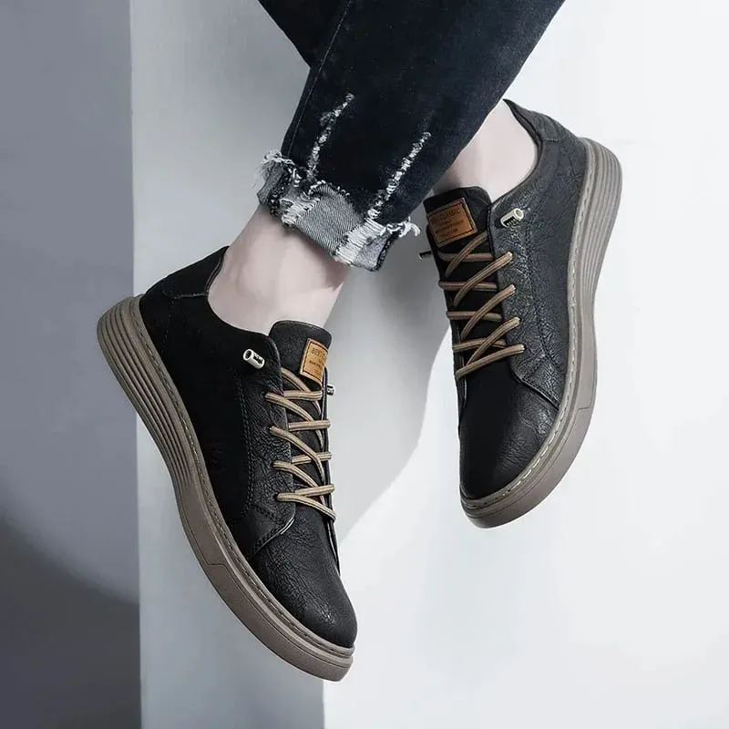 Brand Italian Genuine Leather Casual Shoes Men's Oxford Outdoor Black Jogging Shoes Men's Office Dress Shoes Big Size:36-47 — image 4