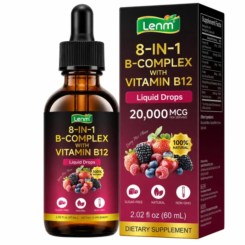 8-in-1 Vitamin B Complex Drops Maximum Absorption with Folate Vitamin B12 Supports Energy Focus Metabolism & Nervous Health 60ML — image 8