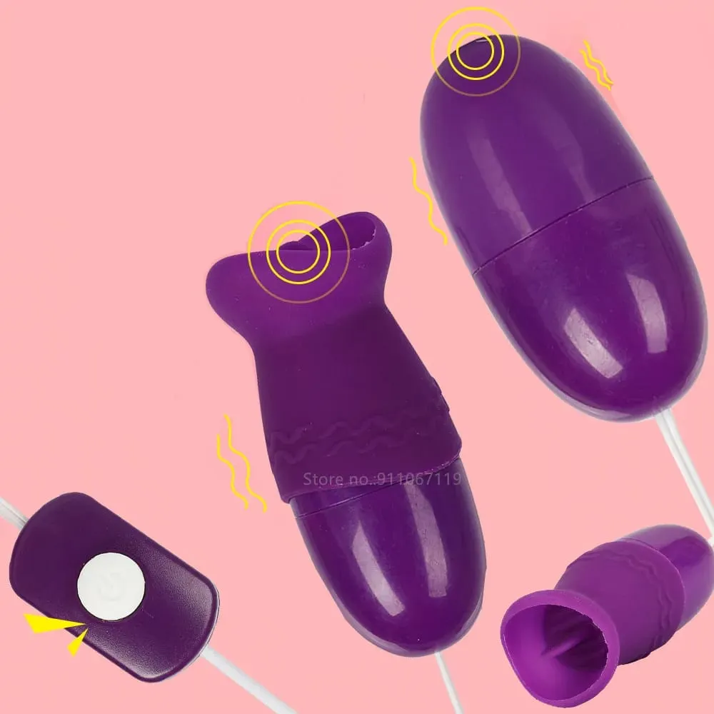 Duas bolas vibrador língua lambendo vibratório saltar ovos clitóris estimulador adulto produto brinquedos sexuais para mulheres masturbação feminina — image 1