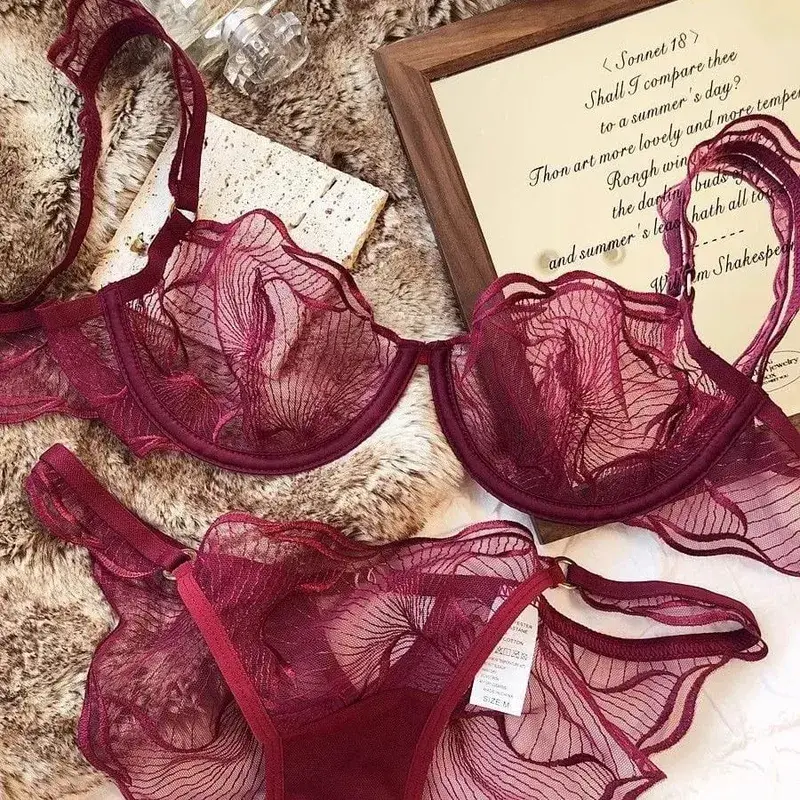 Pure Desire Christmas Minimizer Bra Sheer Mesh Large Bust Adjustable Soft Wires Anti-Sagging Elegant Lingerie UK Sizes MOYISU AB — image 11