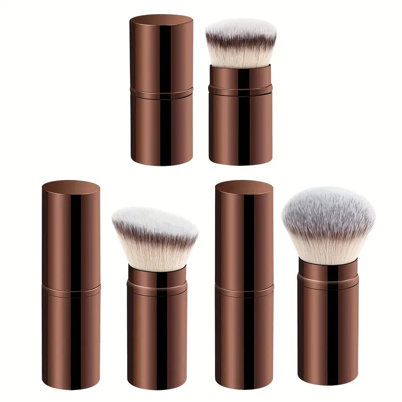3pcs Professional Extendable Face Makeup Brushes Blush Powder Foundation Brushes Synthetic Soft Brushes For Liquid Cosmetics