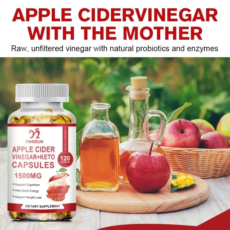 Apple Cider Vinegar Supplements with Mother - 1500 mg - ACV Capsules for Digestion Keto Cleansing and Balanced Nutrition — image 4