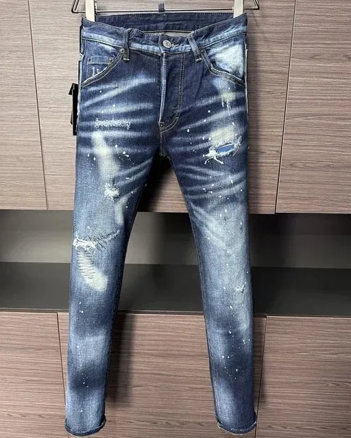 D2 Heren Jeans Denim Broek Gat Slanke Kokerbroek Metalen Knopen Feest Klassiekers Modieus Zwart DSQ2 JENAS — image 17