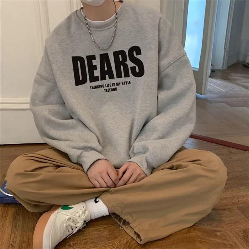 Autumn Men's High Street Letter Print O-Neck Hoodies 2026 Casual Fashion Graphic Long Sleeve Tops Y2K Youthful Basic Sweatshirts — image 12