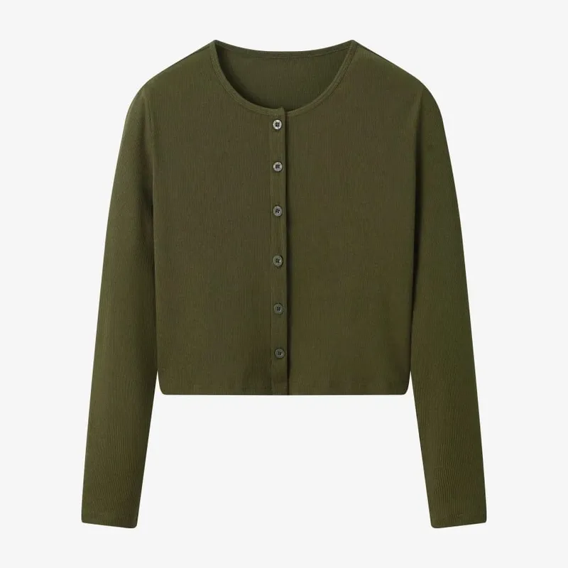 AS AW25 Patchwork dress round neck ribbing top + skirt + cardigan pambabaeng damit — image 12