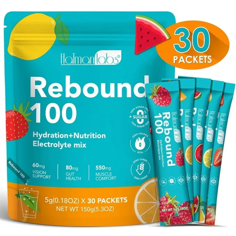 Rebound 100 elektrolitpor a hidratáló izmok komfortérzetéért nulla cukorral és kalóriatartalmú energiaital keverékkel edzésekhez 30 Count