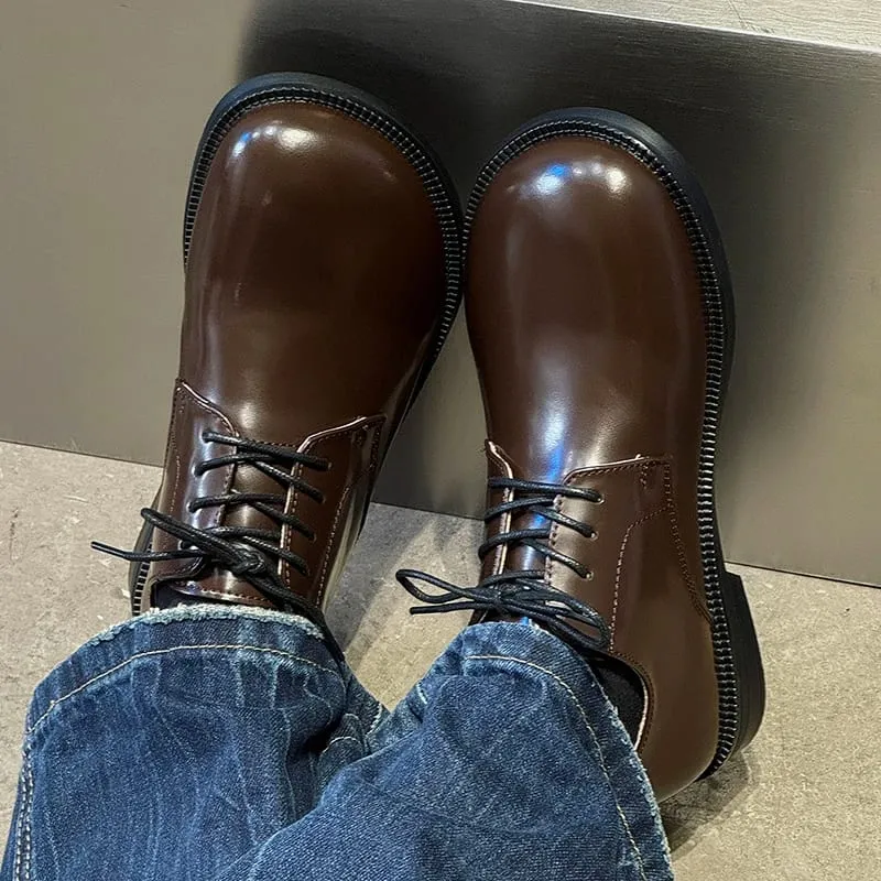 Zapatos Derby con Cordones y Punta Redonda para Hombres, Zapatos Retro Simples Antideslizantes, Transpirables, cómodos y a la Moda — image 4