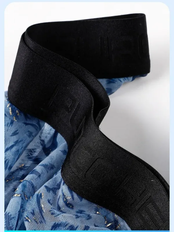 Cuecas masculinas separadas com bolsa dupla, cuecas de seda gelo sem costura, malha respirável, estampa de leopardo, roupa íntima de secagem rápida para viagem — image 3