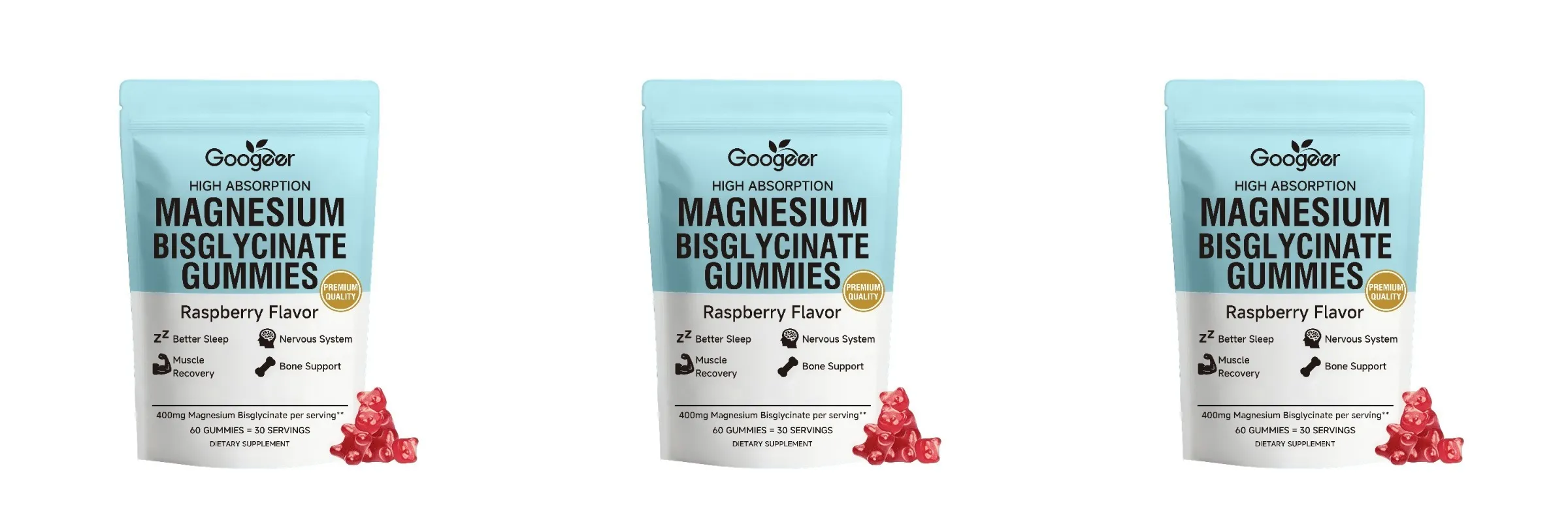 Magnesium Bisglycinate Gummies Raspberry Flavor 400mg Magnesium Vitamin D3 Zinc High Absorption 60 Count Daily Supplement — image 8
