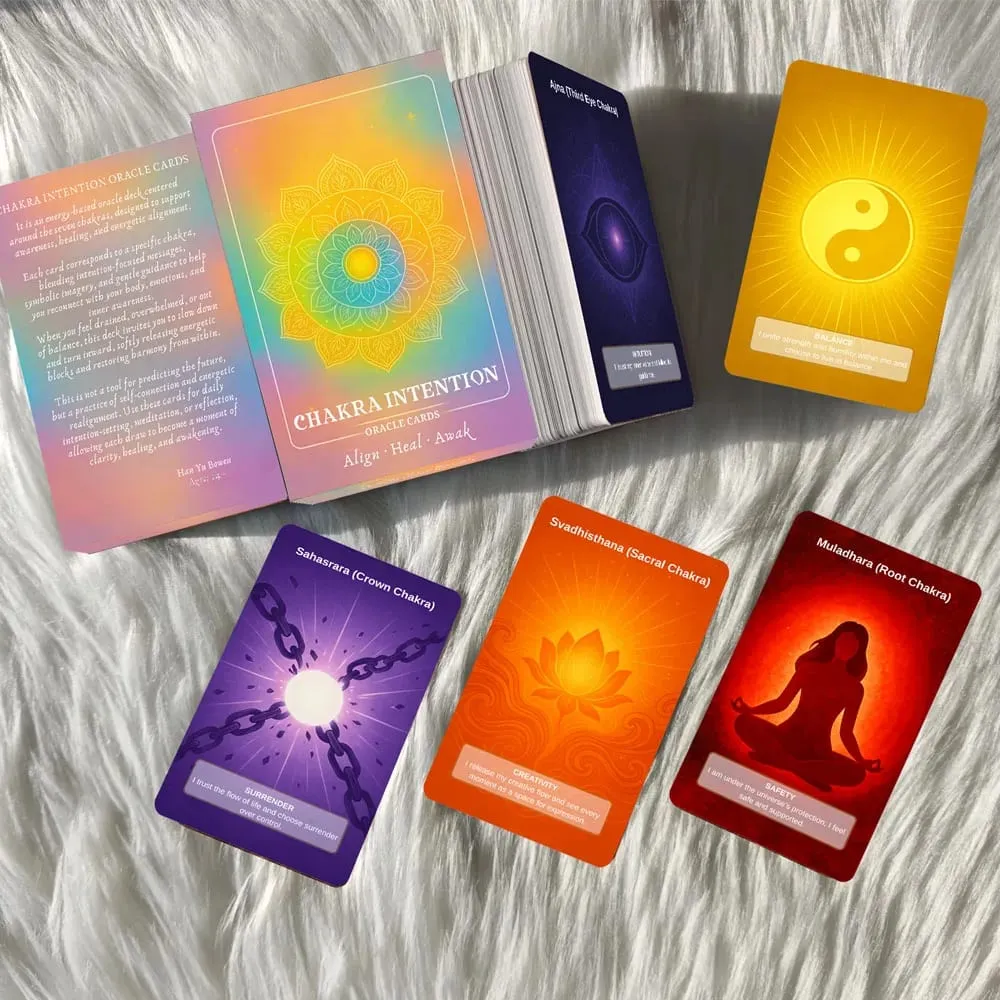 50 Card Deck Includes 1 Instructional Cards Chakra Intention Oracle Self-Connection & Energy Adjustment Practices — image 6