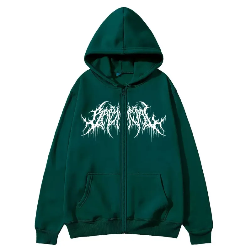 Y2K moletom com capuz com zíper masculino moderno estampado estilo hip hop gótico 2026 outono/inverno quente moletom de manga comprida — image 10