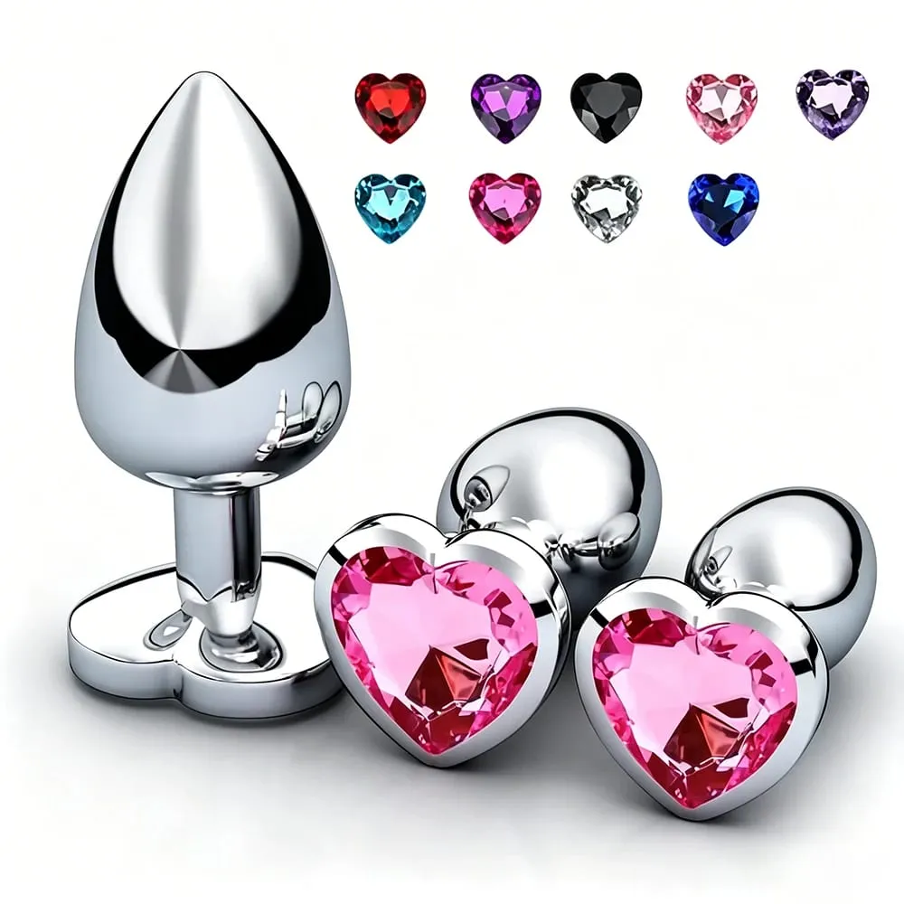 S/M/L Anal Plug Heart Shape Crystal Metal Anal Beads Butt Plug Prostate Massager Adult Gay Products Sex Toy Shop for Female Male — image 1