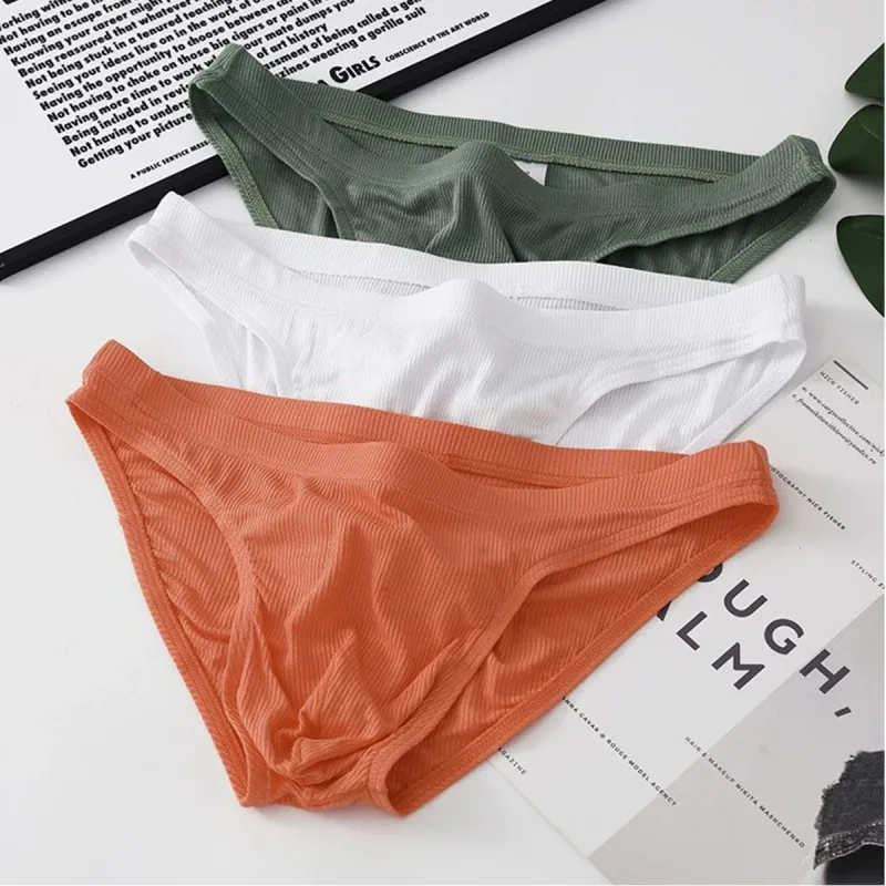 Herr Ribbtygsbyxor Kalsonger Man Sexiga underkläder Andas Låg midja Herr Bikinitrosor Cuecas Big Pouch Hombre Slips