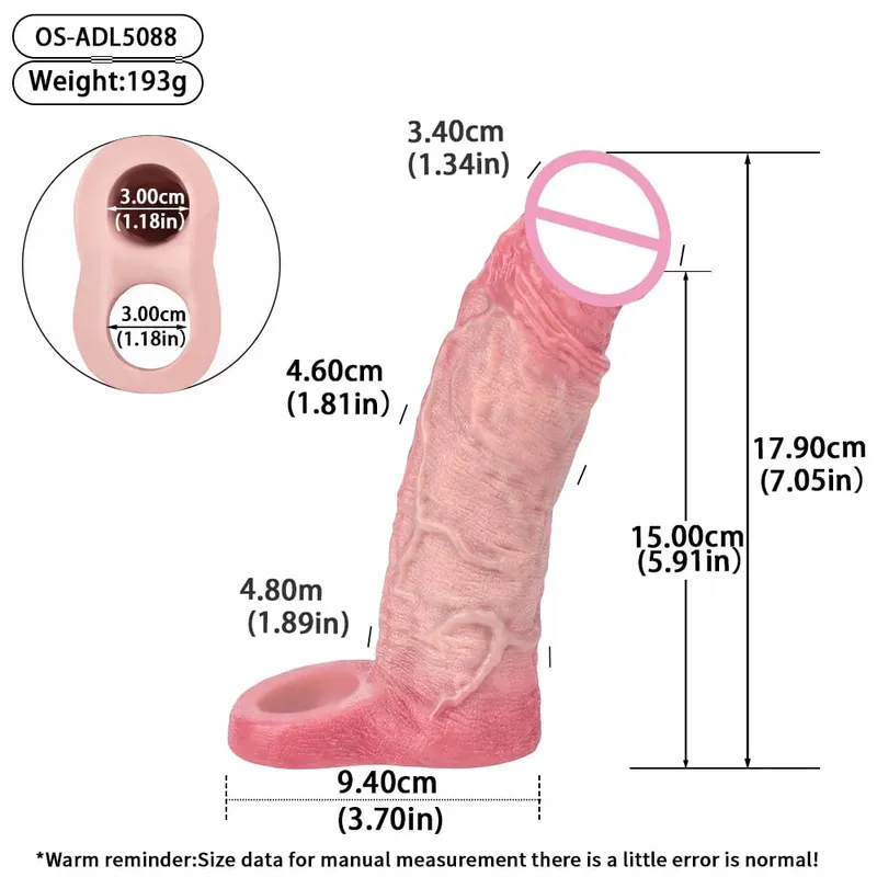 Penis Extender Device Cover Sleeve Girth Enhancement Pleasure Dildo Sheath Adult Sex Toys For Men Reusable Condom 18+ — image 9