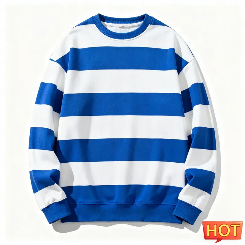 Moletons gráficos listrados retrô para homens, simples, casuais, manga comprida, estampa 3D, feio, solto, respirável, pulôveres com gola redonda — image 11