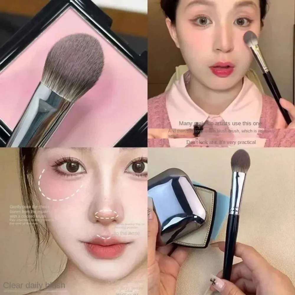 1/2Pcs Mini Peach Heart Blush Brush Small Flat Precise Face Brush Multi Use For Powder Cream Liquid Blush Beauty Makeup Gift — image 2