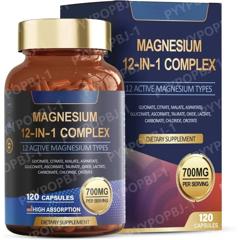 Complexe de magnésium 700 mg Supplément de magnésium 12 en 1 avec glycinate citrate oxyde de malate taurate aspartate orotate de magnésium — image 7