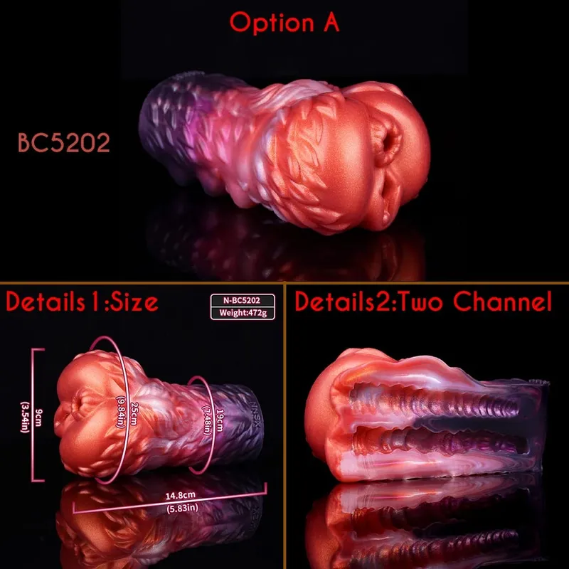 Dual Channel Monster Pussy Masturbator Soft Silicone Male Masturbation Cup Realistic Vagina Penis Training Sex Toys for Man — image 8