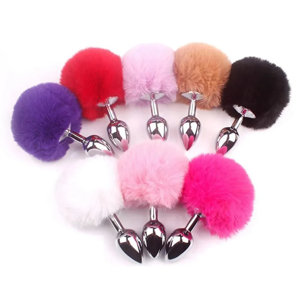 Aço inoxidável coelho cauda metal butt plug anal sexo brinquedo metal pelúcia anal plug massageador brinquedos sexuais para masturbador feminino — image 1