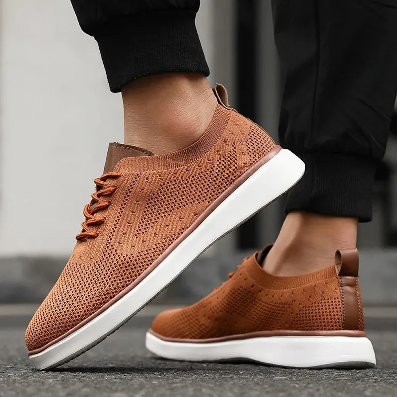 New Men's Knit Sneakers Lightweight Breathable Mesh Casual Shoes Non-Slip Soft Sole Fashion Daily Wear Comfortable Walking Shoes
