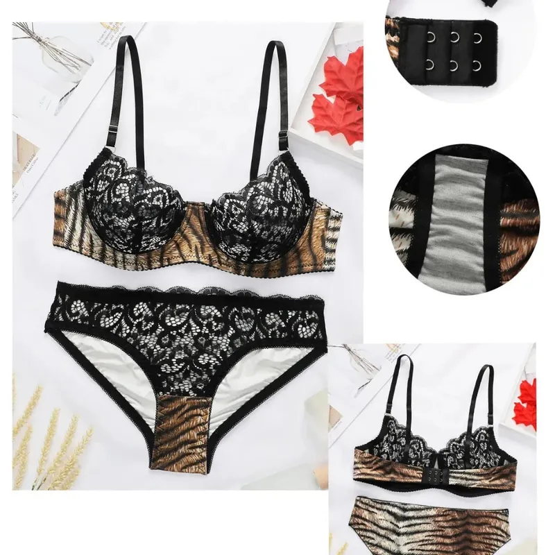 Mulheres elegantes rendas ocas lingerie sutiã conjunto respirável conforto push up bustier