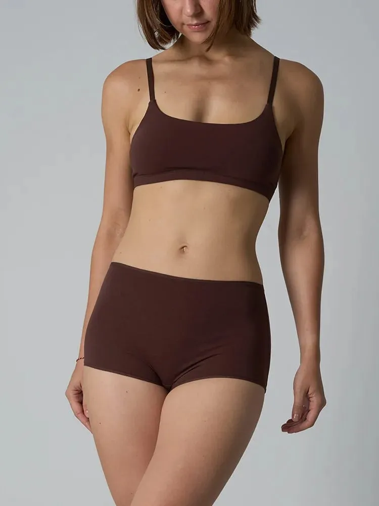 Conjunto de sutiã e bermuda sem aro de algodão – conjunto de duas peças de lingerie de malha canelada sem acolchoamento — image 2