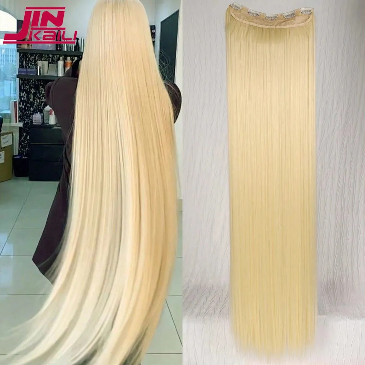 JKL Synthetic 5 Clip In Hair Extensions Long Straight Hairstyle Hairpiece Black Brown Blonde 80CM Natural Fake Hair For Women — image 11