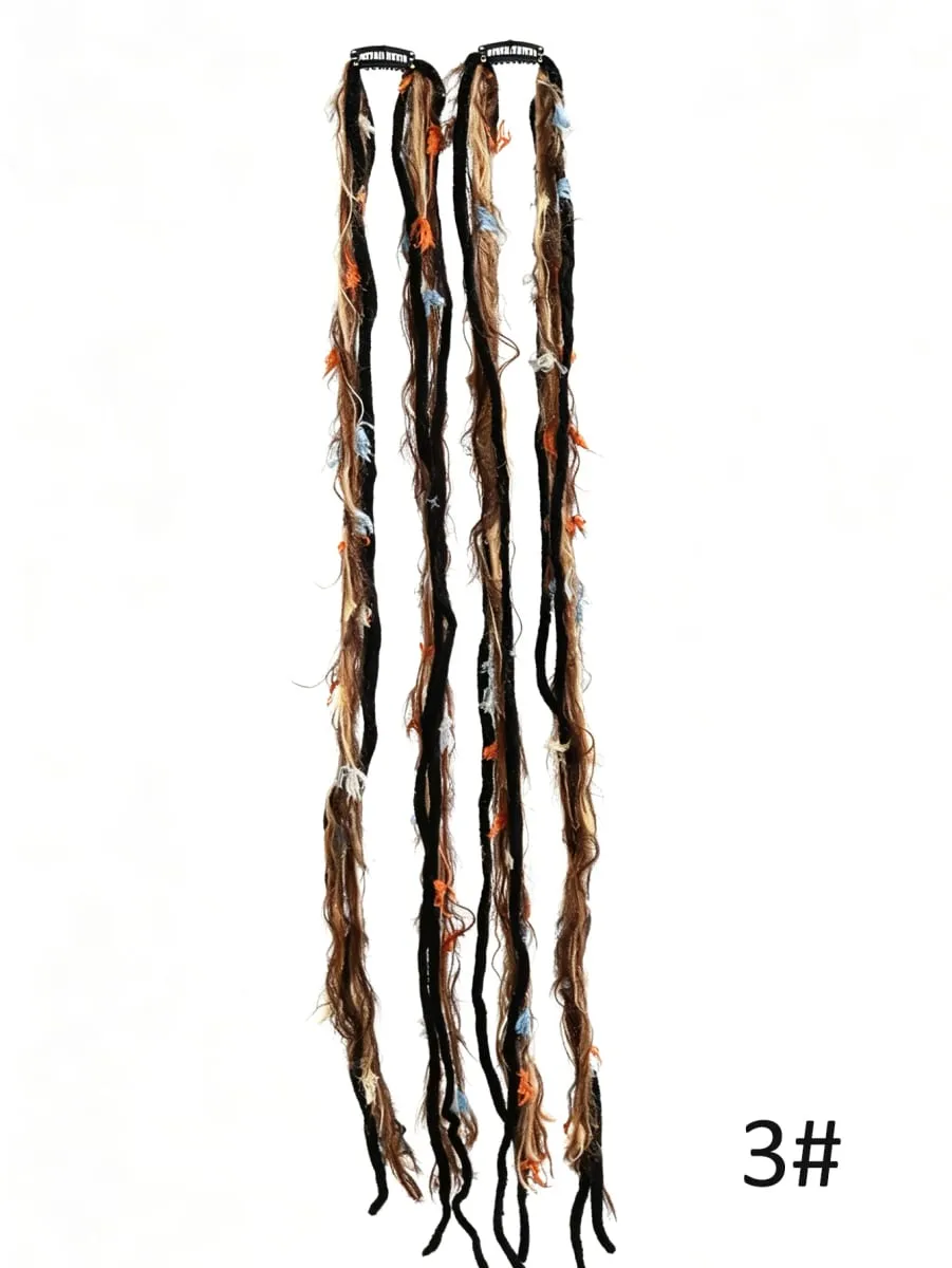 Colorful Hand Woven Braiding Extensions Hair Clip In Synthetic Wig Dreadlock Hair Pieces Hair Accessories for Women Daily Party