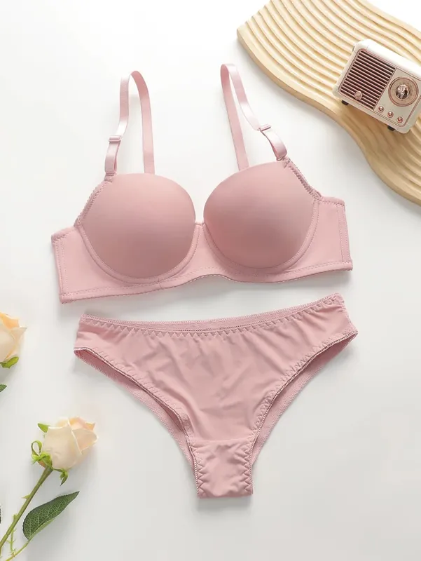 Hot selling solid color 2-piece underwear set multi-color daily four season Bra set comfortable to wear sexy Lingerie 2611 — image 10