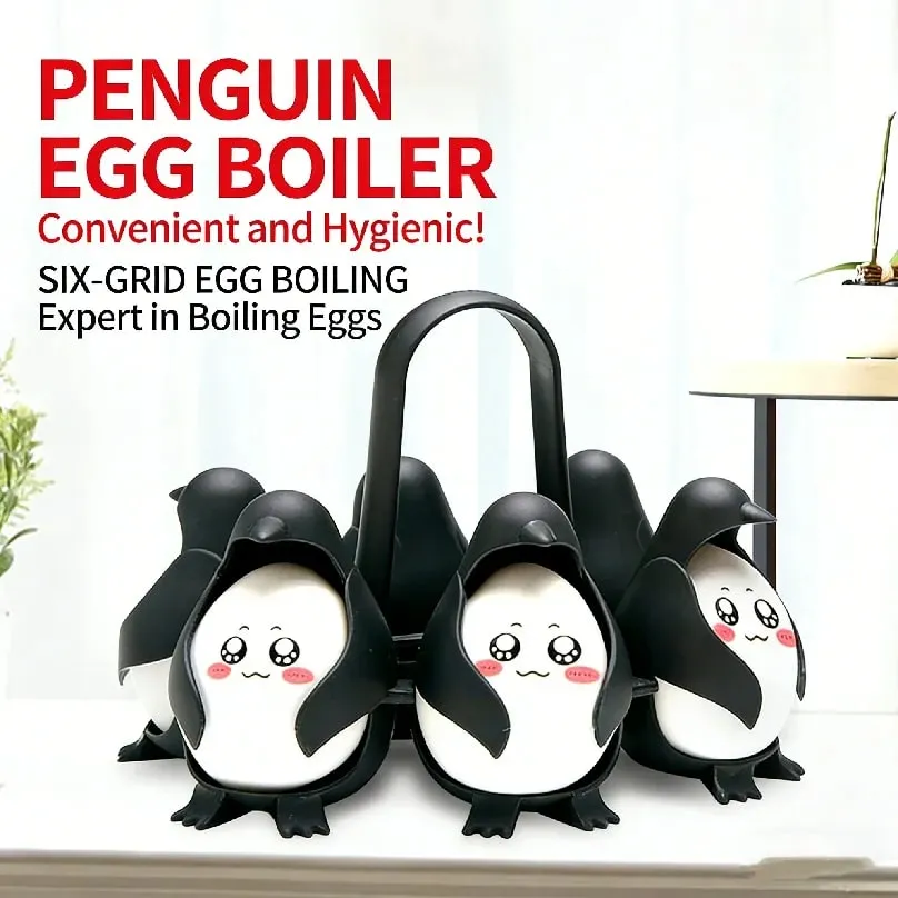 Cute Penguin Egg Boiler for Kitchen Gadget Egg Cooking Tool Egg Steamer Rack with Handle for Boiling Eggs — image 3