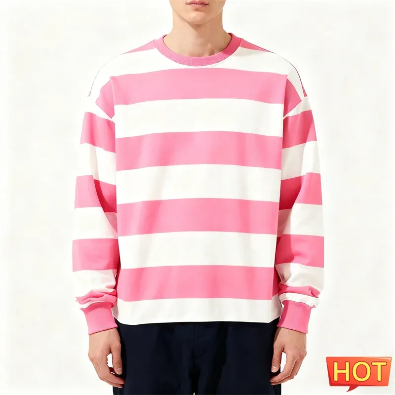 Moletons gráficos listrados simples para homens moda na moda manga longa 3D impresso moletom feio casual pulôveres de grandes dimensões — image 3