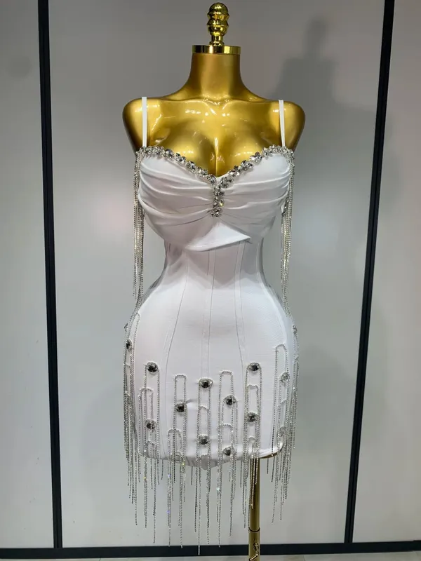 Mga Babaeng Sexy na Backless Spaghetti Strap Bodycon na walang manggas na Bandage Dress 2025 Elegant Prom Gown Club Evening Party Birthday Dresses