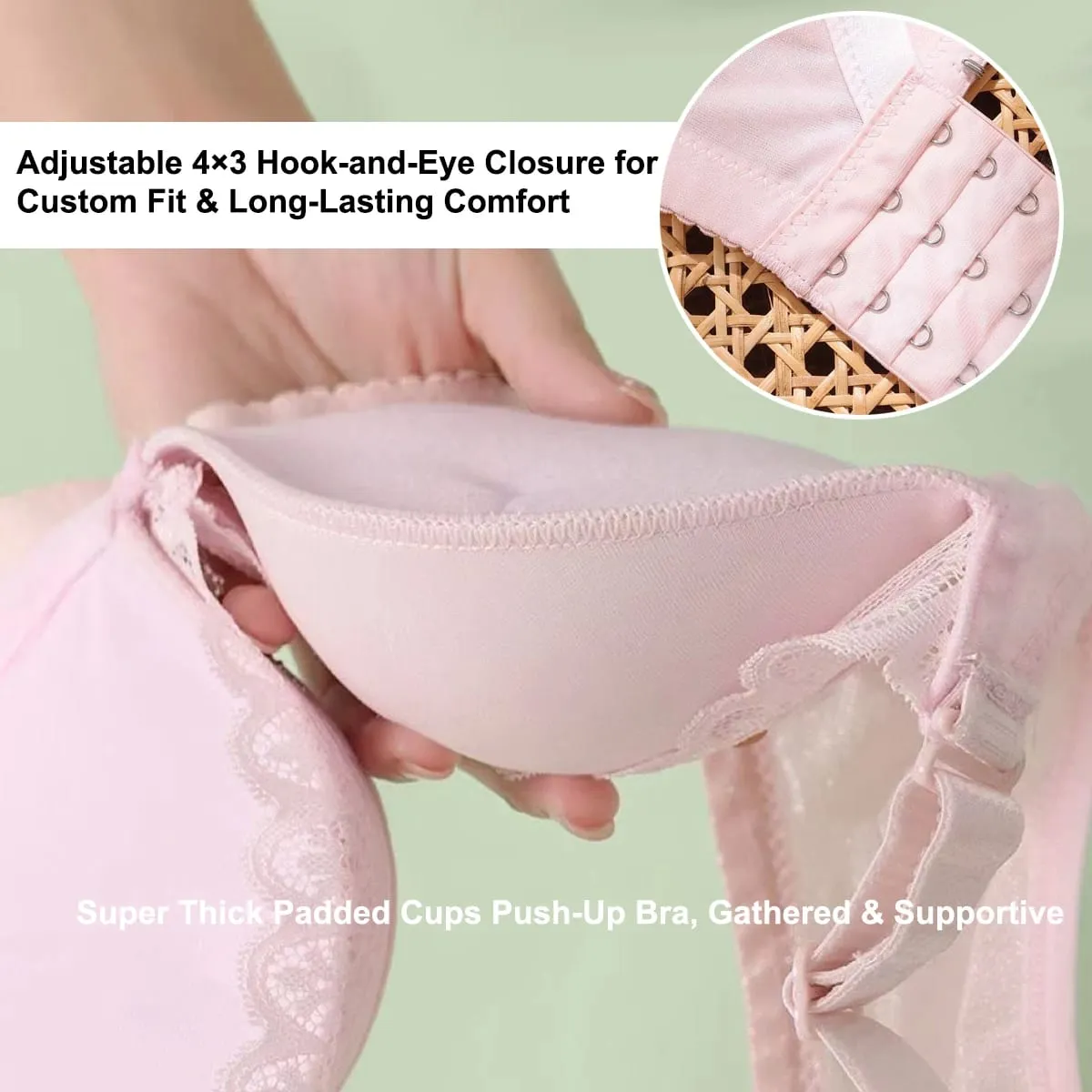 Ultra-Thick Push Up Bra with Side Support 8cm Thick Cups Lace Gathered Lingerie Wireless Full Coverage Bra for A/B Cup — image 6