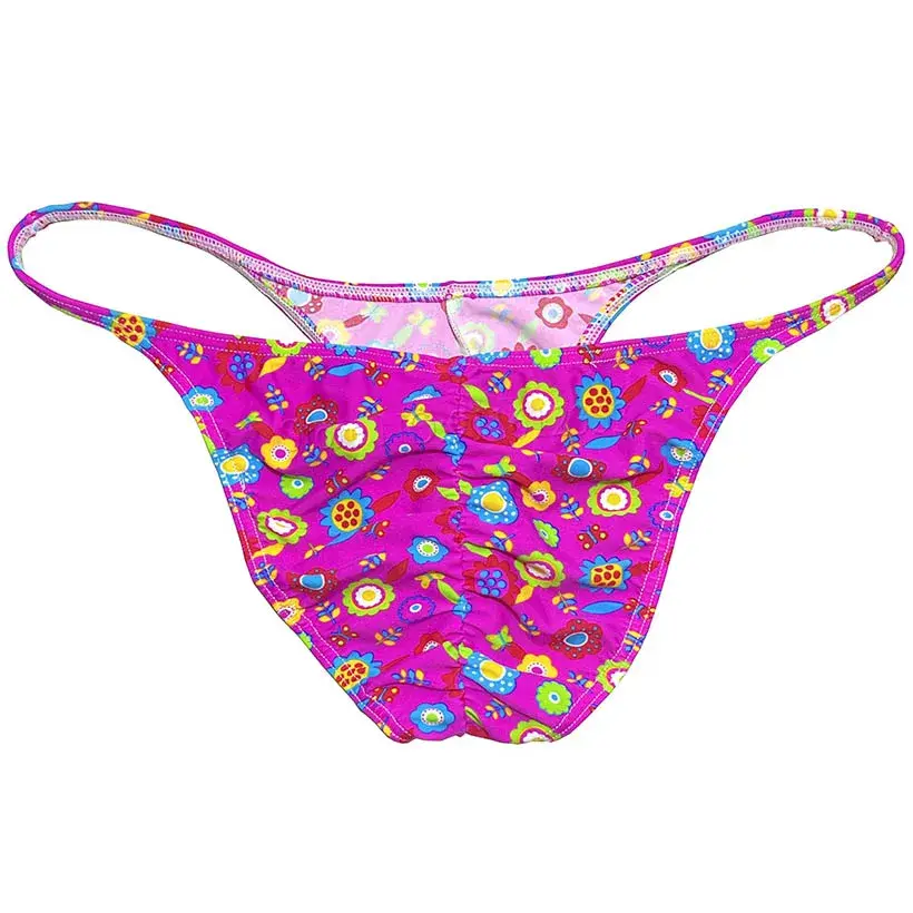 Men's Cheeky Briefs Underwear Pouch Male Ruched Bikini Swimwear Sexy Underpants High Elasticity, Low Waist, Floral Print sexy — image 6