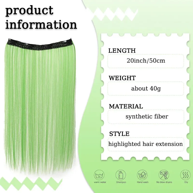20inch Hair extensions Wig Hair Clips Hair piece Synthetic Straight Hair Extensions with 4clips for Women Halloween Party — image 3