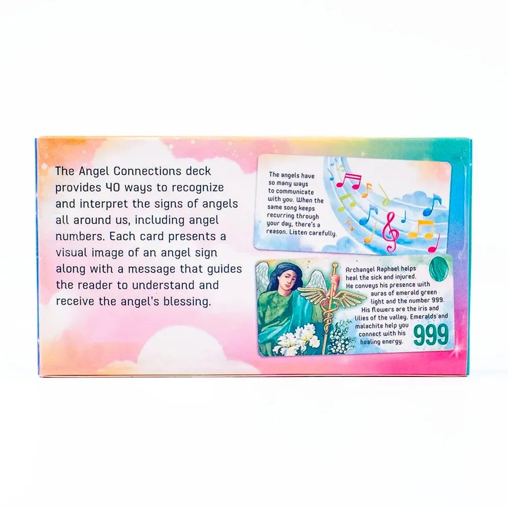 Angel Connections 11x6cm 40 Message Cards for Receiving Angel's Blessings Featuring Angel Images Perfect for Family Board Game