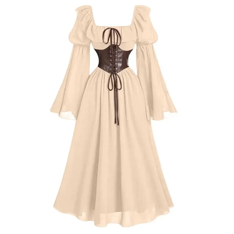 Medieval European and American Halloween New Women's Palace Vintage Dress Horn Sleeve Waist Square Neck Bat Sleeve Long Dress — image 13