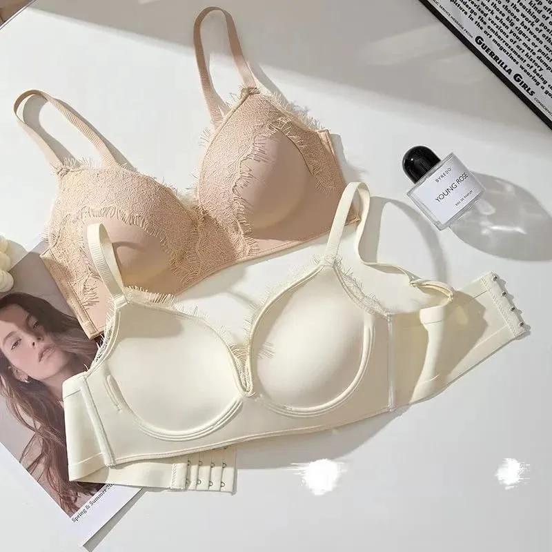 2026 Super Thick 10CM Sexy Lace Bra Flat Chest Special Lingerie Small Breast Gathering No Steel Ring Special Thick Cup Bra — image 2
