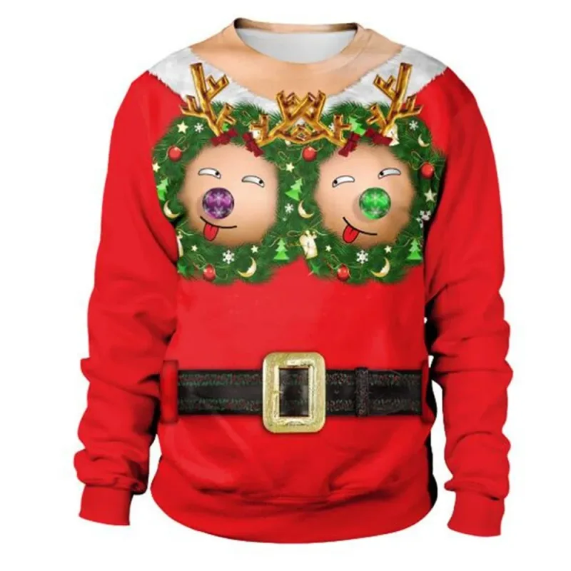 Funny Christmas Sweater Men Women Pullover Xmas Sweatshirt Ugly Graphic Y2k Sweatshirts for Holiday Party Loose Men's Clothing — image 19