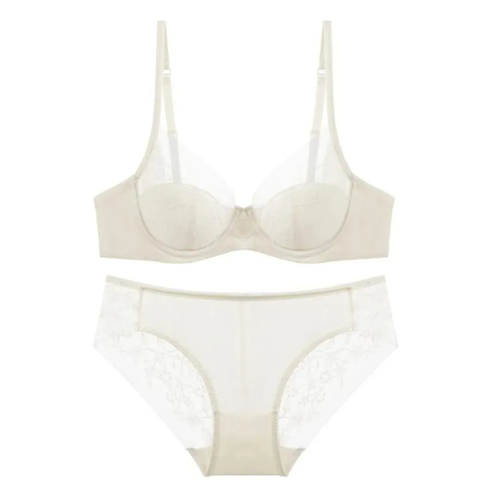 Elegant Lace Lingerie Set Thin Cup Minimizer Bra Panty Breathable Comfort Intimates Suit For Big Bust Size 32‑38 Daily Underwear — image 5