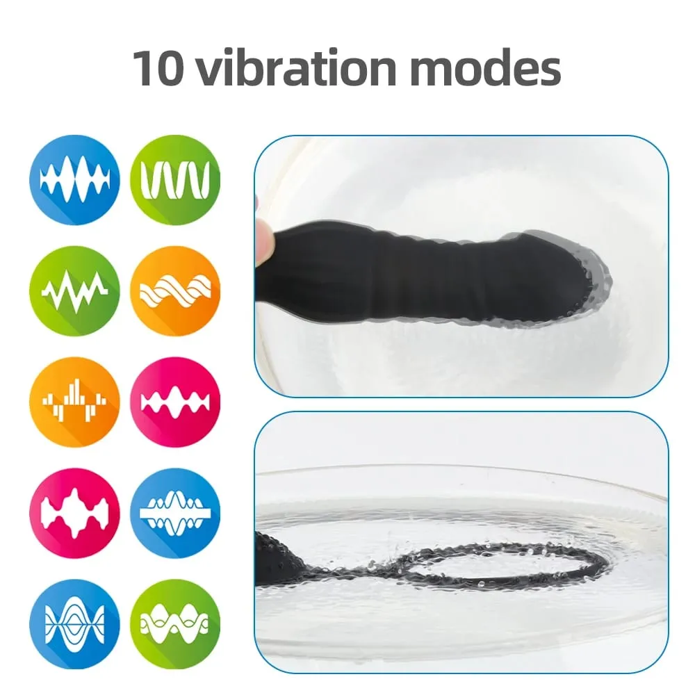 Empurrando Vibrador Anal com Anel Peniano Massageador de Próstata Plugue Anal Vibrador Controle Remoto Butt Plug Brinquedo Sexual para Homens e Casais — image 2