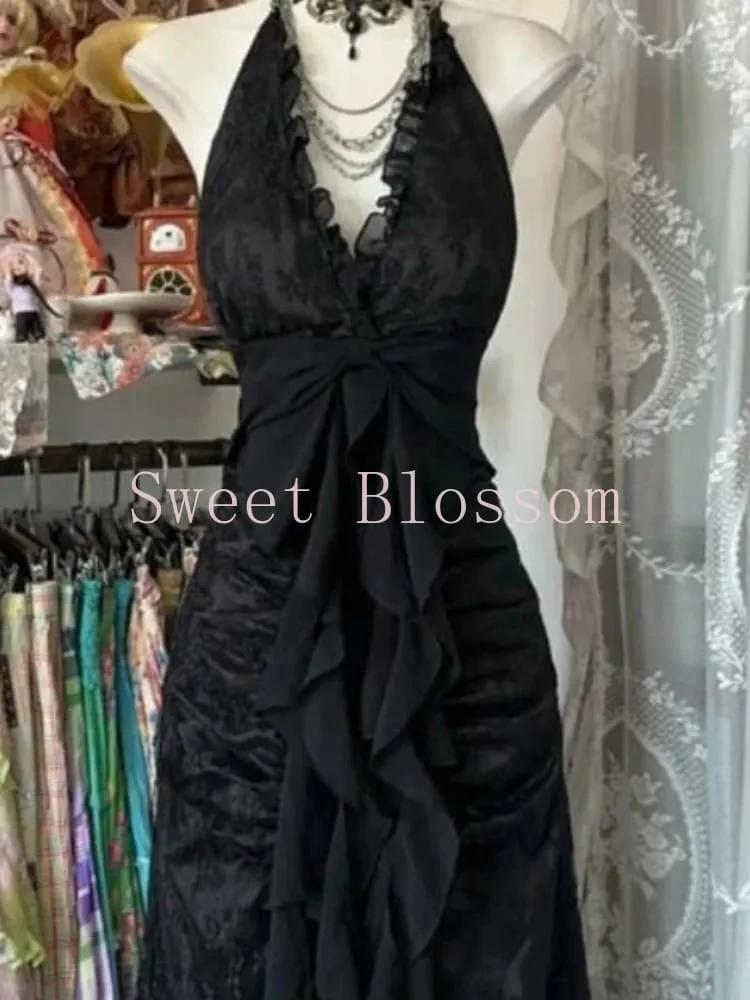Francês retro fino slash neck vestido elegante feminino novo gótico vintage preto vestidos de festa alta rua chique roupas magras 2025 — image 5