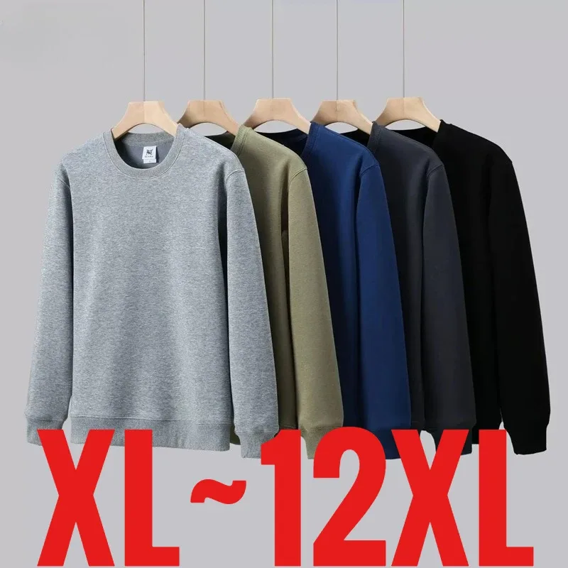 Large Size Men's Sweatshirt Crewneck Pullover Male Extra Big Plus 7XL 10XL 12XL Autumn Winter Fleece Lined Casual Clothing Loose — image 23